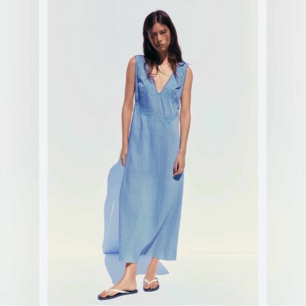 Zara Light Blue Maxi Dress - Picture 4 of 10